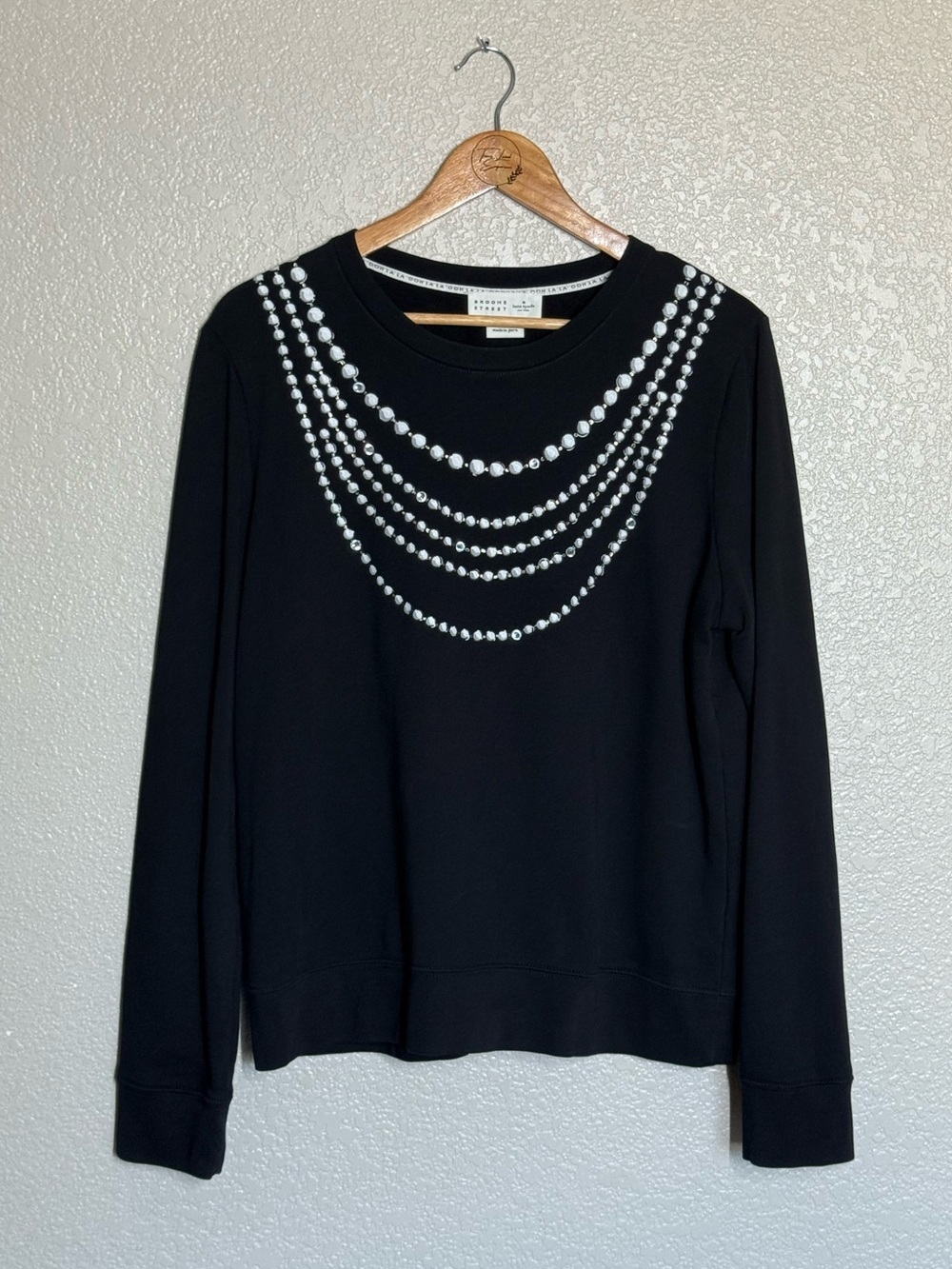 Kate Spade Broome Street Pearl Embellished Sweatshirt Large